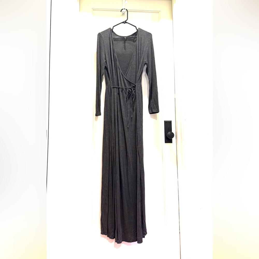 Gray Faux-Wrap Dress